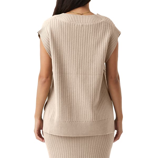 Tröja väst för kvinnor V-ringning ärmlös enfärgad lös pullover tröja White S