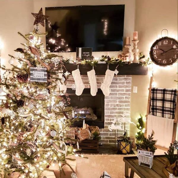 4 stk. julestrømper, 45 cm strikkede julestrømper til julepynt