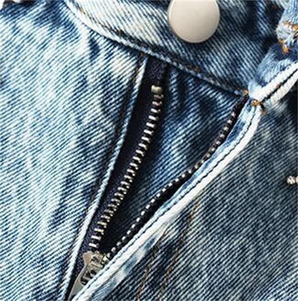 Denimshorts med volangfåll för kvinnor l