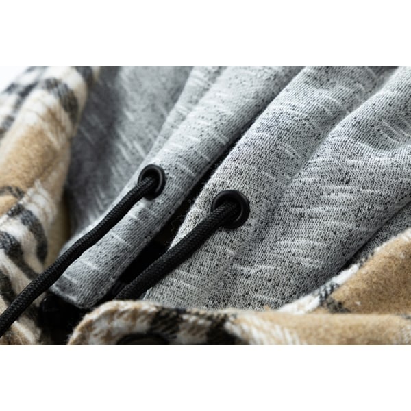 Herre Bomulls Plaid Skjortejakke Fleeceforet Flanellskjorte Sherpa Knappelue Style1 XL