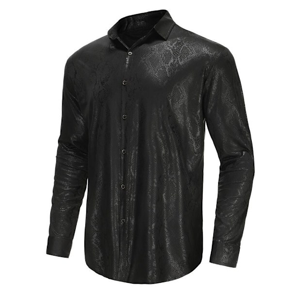 Snake Print Shirts för män Långärmade Casual Shirts 4XL