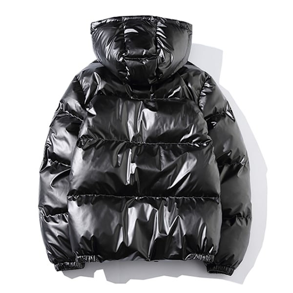 Casual Hooded Metallic Shiny Short Coat för män black M