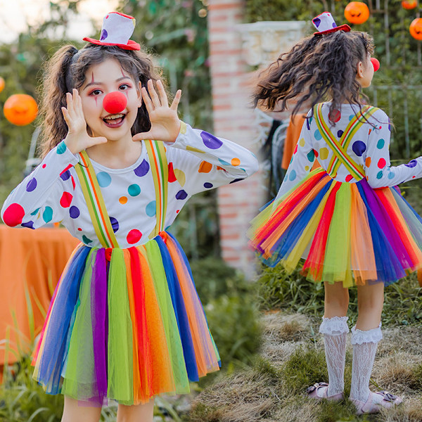 Jester-klovnekostyme for jenter til Halloween M