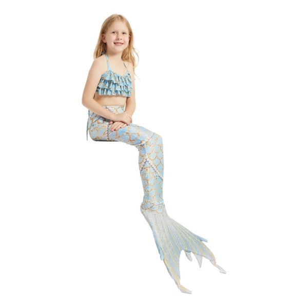 Merenneitojen hännän uimapuku tytöille, 3 osaa, merenneito prinsessan uimapuku blue 150cm