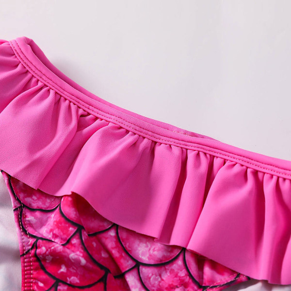 Flickor 2-delat Baddräktset Långärmad Utslagsbeskydd Baddräkt Dark Pink 130