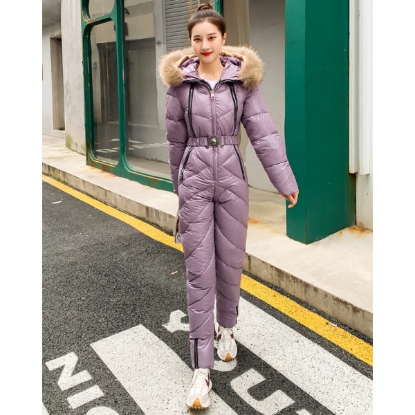 Kvinnors Onesies Skiddräkter Vinter Outdoor Sports Jumpsuit grey purple M