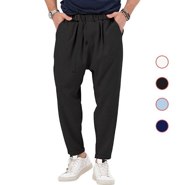 Herr Haremsbyxor Elastisk midja Lös hippiebyxa Black M