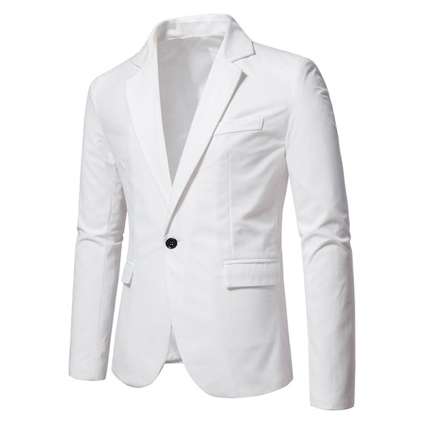 Herr Blazer Två Knappar Slim Fit Blazer Jacka White 2XL