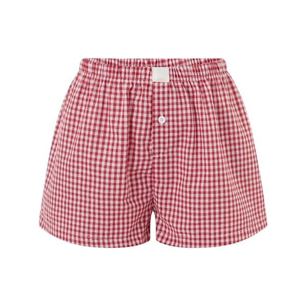 Kvinnors Lounge Shorts Mjuk Elastisk Låg Midja Rutig Tryck Pyjamas Shorts Purple XL