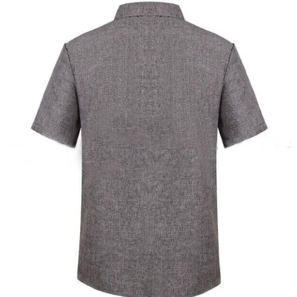 Lös enfärgad kortärmad skjorta för män Gray 2xl