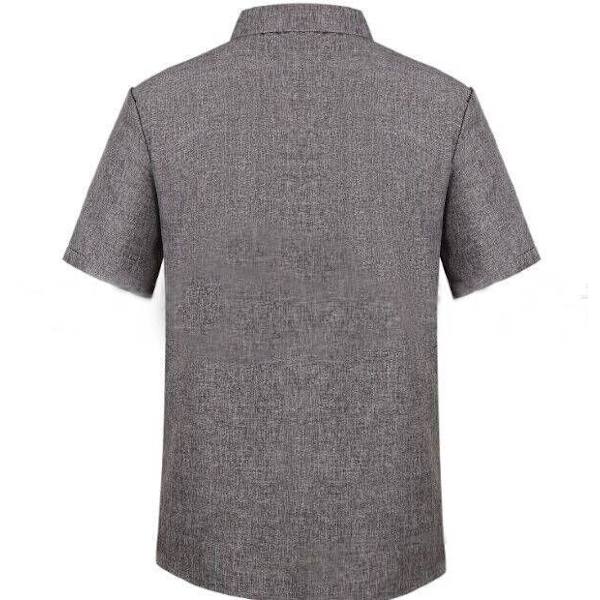 Lös enfärgad kortärmad skjorta för män Gray 3xl