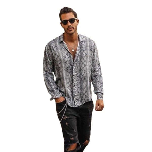 Hipster print långärmade strandskjortor för män S