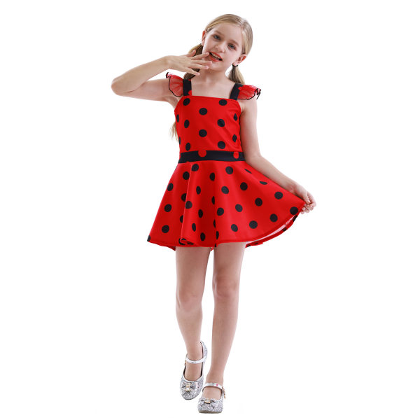 Flickor Polka Dots Ladybug Dress Up Kostym red 110cm