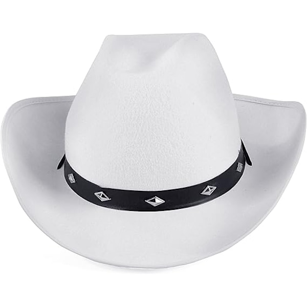 Cowboyhat til Mænd & Kvinder - Sort Filthat med Nitter White