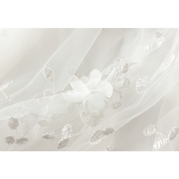Dame Blomstret Midi Skørt Højtaljet A-Linje Sød Lagdelt Fe Mesh Tulle Plettet Skørt White