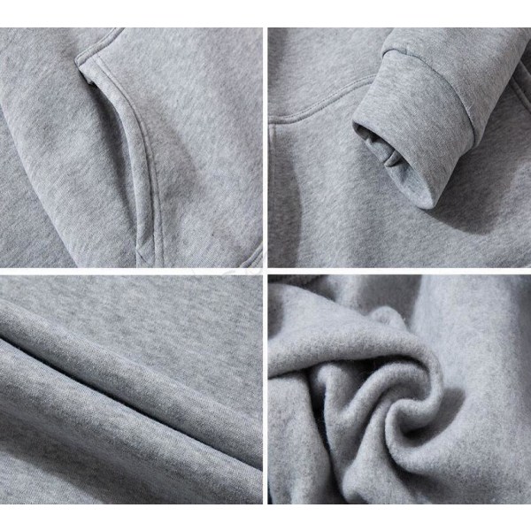 Mænds Trykt Sports Todelt Hoodie Sæt Grey XL