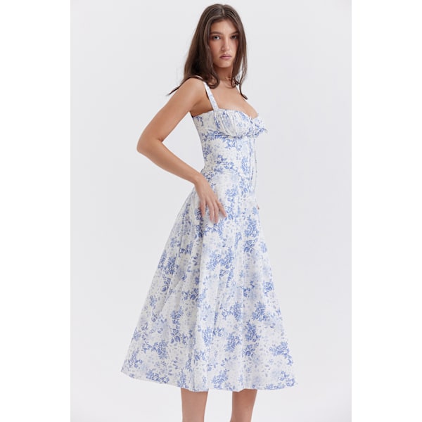 Dam Summer Grimma Smocked Maxiklänning Slit Grimma Klänningar Floral blue M