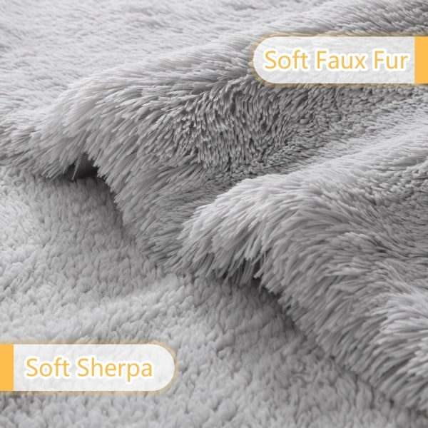 Hundtäcken för stora hundar, supermjuka varma sherpa fleeceplyschfiltar Grey S