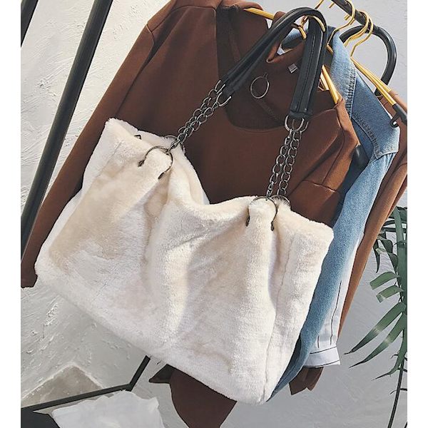 Pelslook-Taske til Kvinder Beige