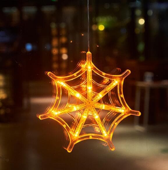 Fönster-Sugkopp LED-Ljus Halloween Dekoration Spider web