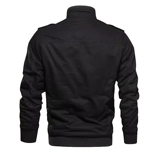 Miesten Puuvillainen Kevyt Seisova Kaulus Sotilas Takki Tuulenpitävä Black 3XL