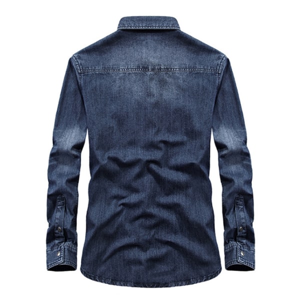 Denimskjorta för män Casual långärmad skjorta dark blue S