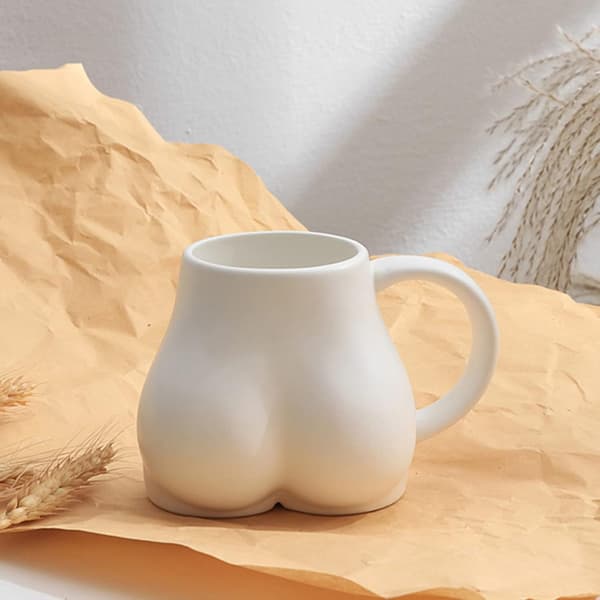 Sjov 3D Keramik Kaffe Kops med Bagdel White