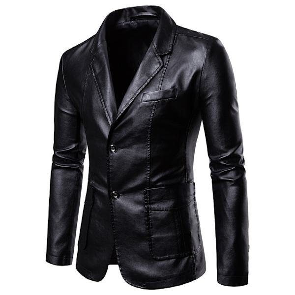 Casual läderjacka för män black XL