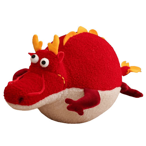 Söt Drakkudde i Plysch Red 80cm