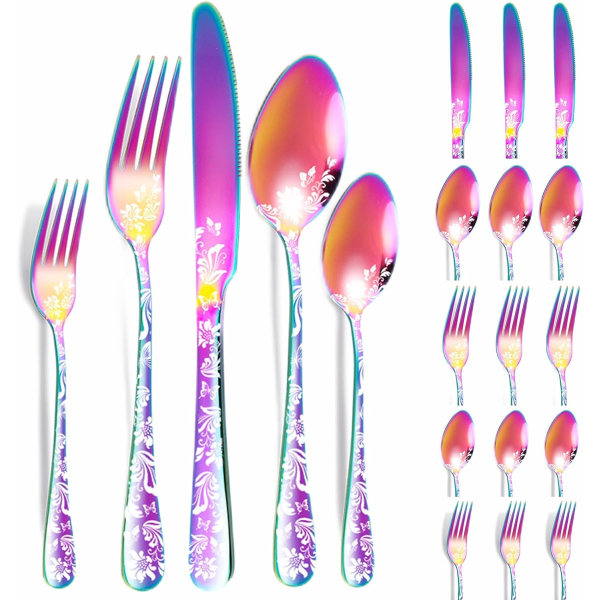 20-delt Servise med Unikt Mønsterdesign Colorful