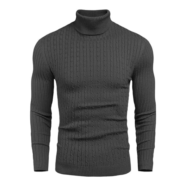 Miesten Kauluspusero Pitkähihainen Kaapelinkudossvetteri Dark Gray 3XL