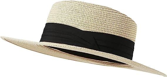Kvinnor Bred Brätte Straw Panama Sun Hat Beige