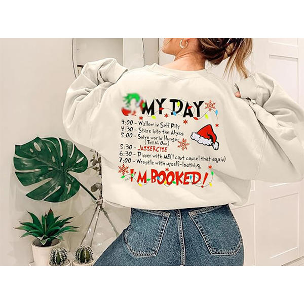 Merry Christmas Tröja Kvinnor Jul Långärmad Tröja Blus Topp Beige 4XL