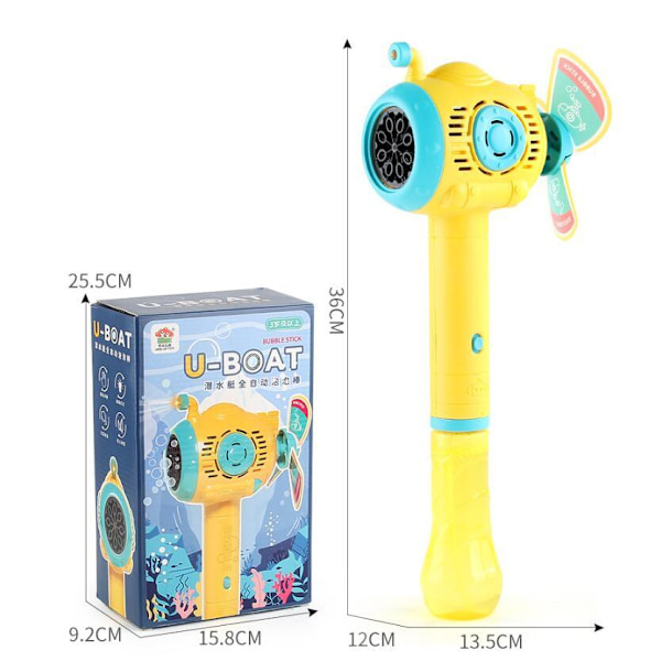 Handhållen 8-håls automatisk bubbelmaskin för barn Yellow