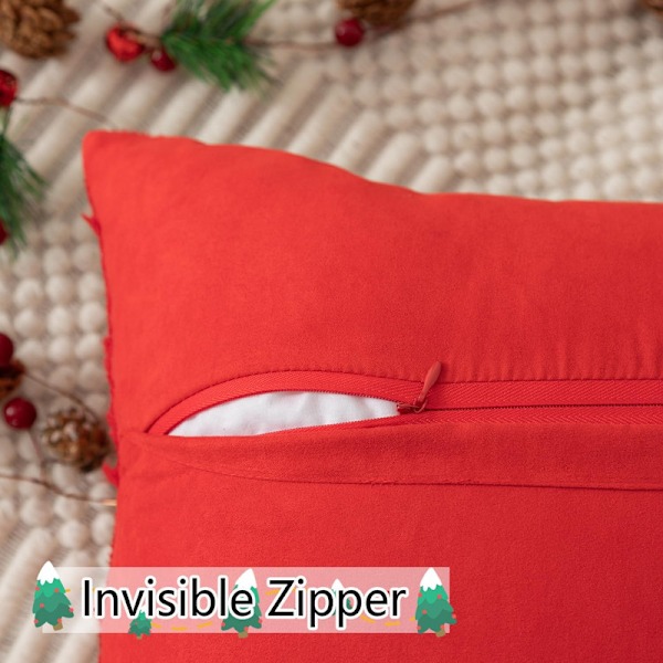 Julkuddar med Dekorativa Överkast, 2-pack, Mjuk Plysch Faux Ull Kuddfodral Red 1 30*50cm