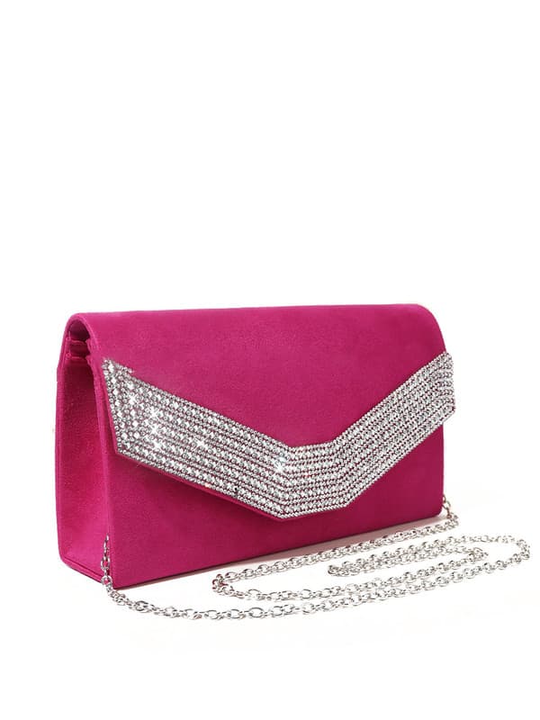 Dame Aften Tasker Formel Fest Cocktail Prom Håndtasker Dark Pink