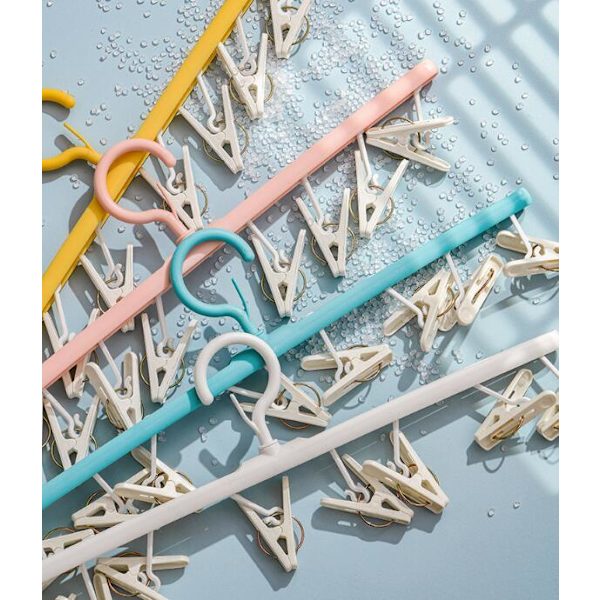 Bärbara Plaststrumpplintar med 8 Klämmor Blue