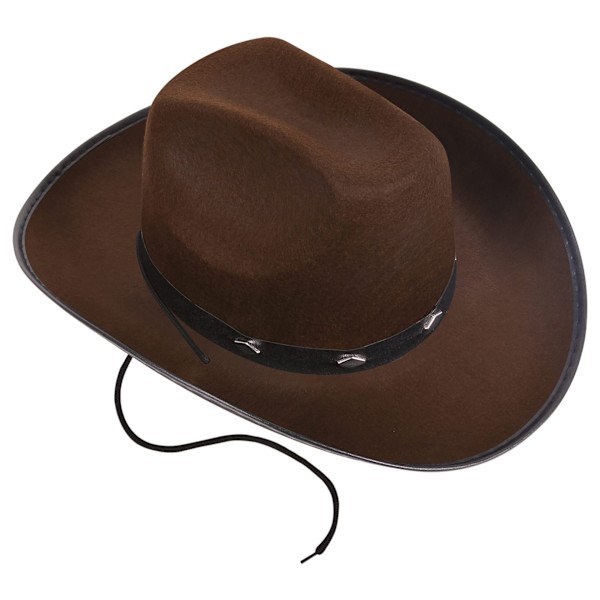 Cowboyhat til Mænd & Kvinder - Sort Filthat med Nitter Brown