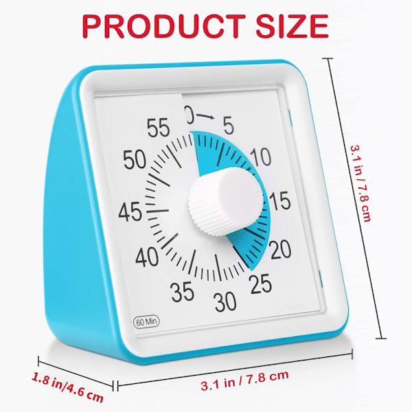 60-Minutters Visuel Timer, Klassetimer, Nedtællingstimer til Børn og Voksne Blue