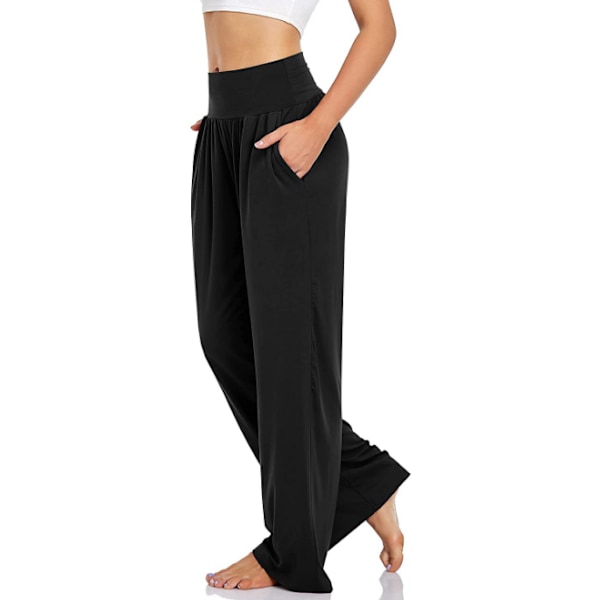Kvinnors casual mysbyxor med vida ben black M