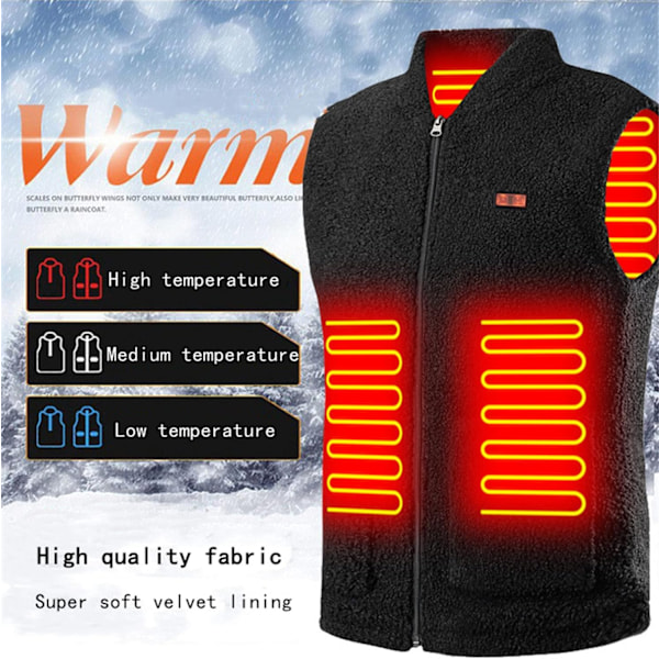 Varm Fleece-vest med 8 varmesoner for menn og kvinner, batteri ikke inkludert 4XL