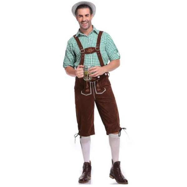 Oktoberfest- set för män med grå hatt Green Brown L