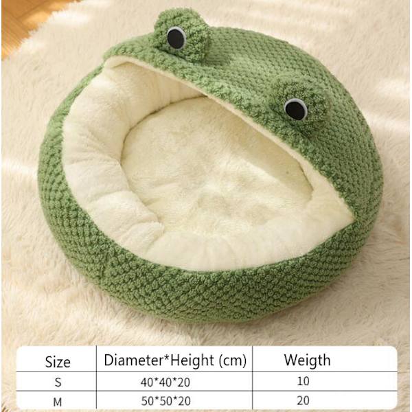 Super Blød Grøn Frø Formet Dyreseng Half-Shed Nest M