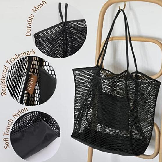 Mesh Beach Tote Damaxelhandväska black