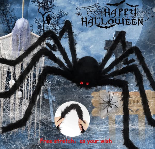 59” Halloween Hårig Spindel Utomhus Dekorationer Black
