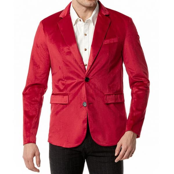 Velvet Slim Fit Solid Color Blazer för män Red S