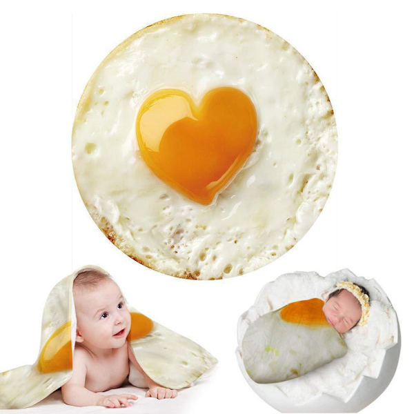 Matta i form av en tortilla, rolig äggpläd Q3 90*90cm