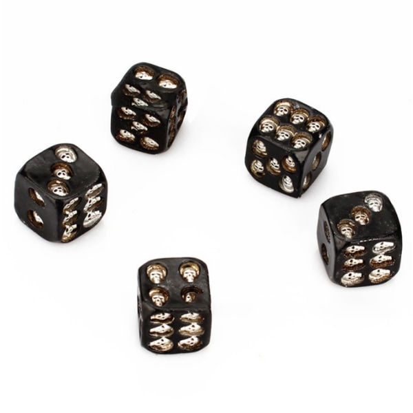 5 stycken Skalletärningar Halloweentärningar 3D Skeletttärningar silver