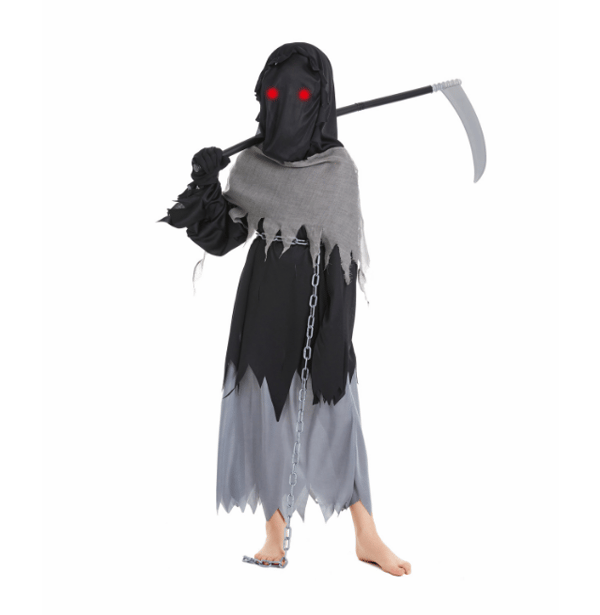 Barn Unisex Glowing Eyes Reaper kostym L