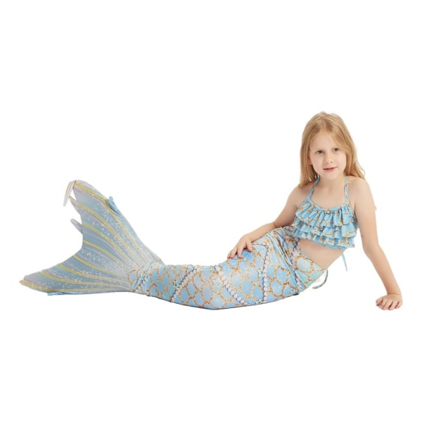 Merenneitojen hännän uimapuku tytöille, 3 osaa, merenneito prinsessan uimapuku blue 140cm